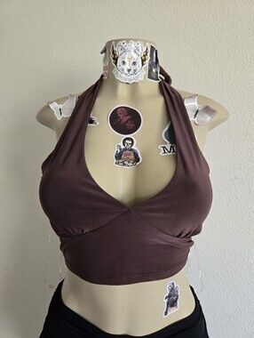 RSQ Brown Halter Crop Camisole